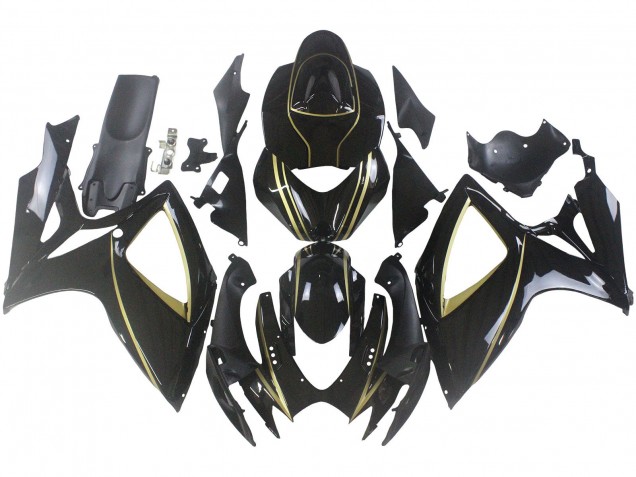 Purchase 2006-2007 Glossy Black Gold Stripe Suzuki GSXR 600 / GSXR 750 Motorcycle Fairings UK