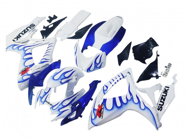 Purchase 2006-2007 White Blue Flame Suzuki GSXR 600 / GSXR 750 Motorcycle Fairings UK