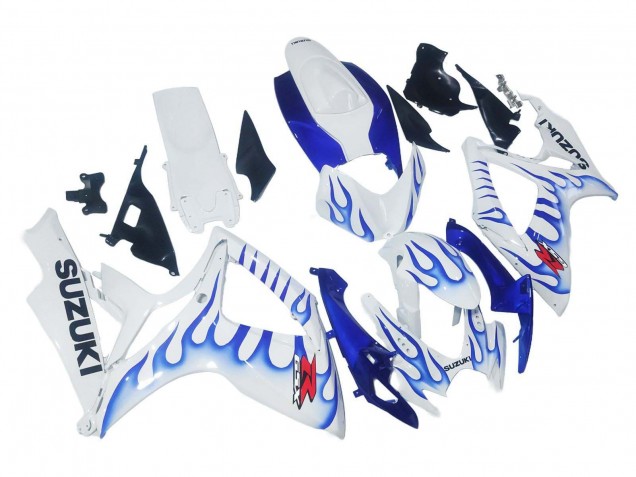 Purchase 2006-2007 White Blue Flame Suzuki GSXR 600 / GSXR 750 Motorcycle Fairings UK