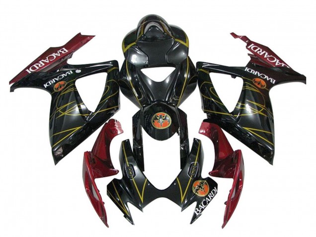 Purchase 2006-2007 Glossy Black Red Gold Suzuki GSXR 600 / GSXR 750 Motorcycle Fairings UK