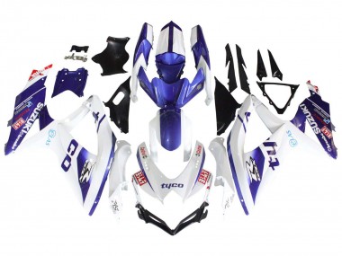 Purchase 2008-2010 White Blue Black Tyco Suzuki GSXR 600 / GSXR 750 Motorcycle Fairings UK