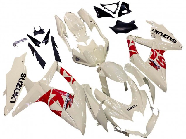 Purchase 2008-2010 Cream White Red Black Suzuki GSXR 600 / GSXR 750 Motorcycle Fairings UK