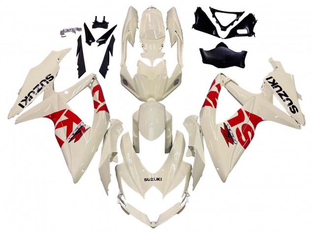 Purchase 2008-2010 Cream White Red Black Suzuki GSXR 600 / GSXR 750 Motorcycle Fairings UK