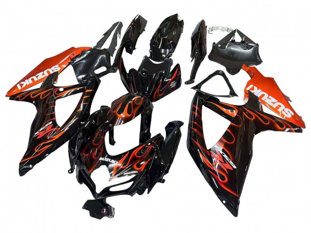 Purchase 2008-2010 Glossy Black Orange Flame Suzuki GSXR 600 / GSXR 750 Motorcycle Fairings UK