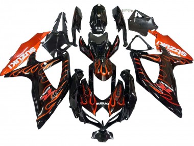 Purchase 2008-2010 Glossy Black Orange Flame Suzuki GSXR 600 / GSXR 750 Motorcycle Fairings UK