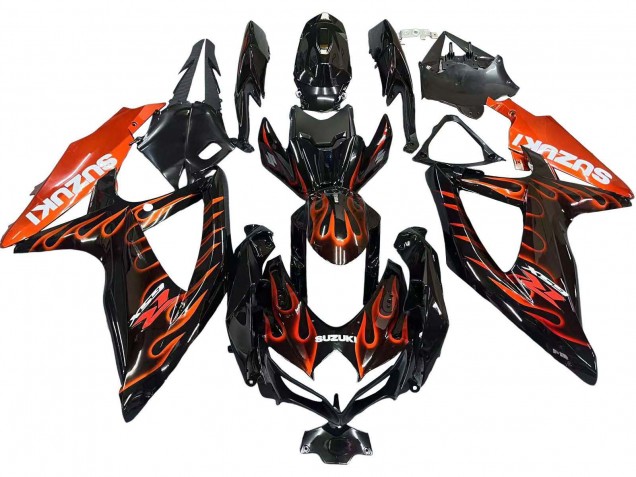Purchase 2008-2010 Glossy Black Orange Flame Suzuki GSXR 600 / GSXR 750 Motorcycle Fairings UK
