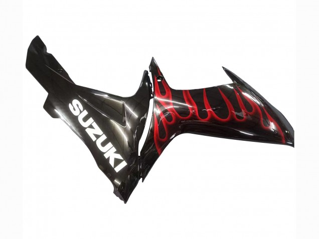 Purchase 2011-2024 Glossy Black Red Flame Suzuki GSXR 600 / GSXR 750 Motorcycle Fairings UK