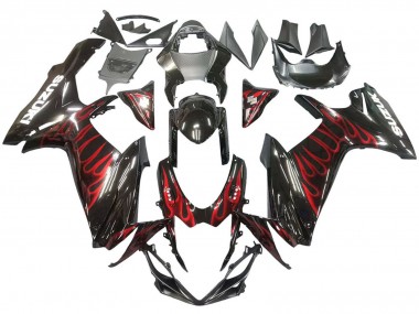 Purchase 2011-2024 Glossy Black Red Flame Suzuki GSXR 600 / GSXR 750 Motorcycle Fairings UK