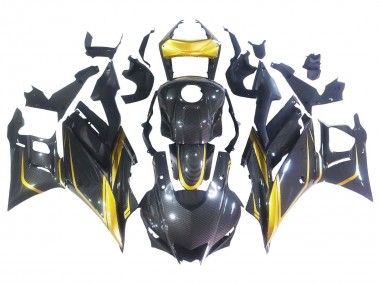 Purchase 2019-2021 Black Gloden Carbon Fiber Yamaha YZF R3/R25 Motorcycle Fairings UK