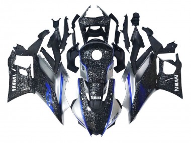 Purchase 2022-2024 Marble Black Silver Blue Forged Carbon Fiber Style Yamaha YZF R3/R25 Motorcycle Fairings UK