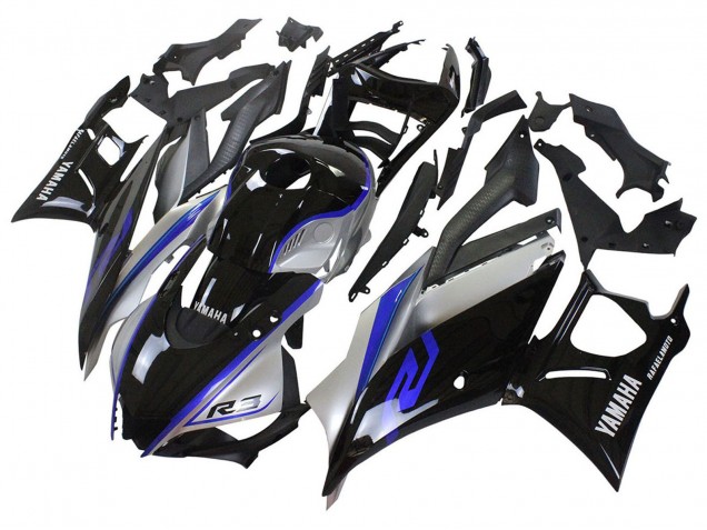 Purchase 2022-2024 Silver Blue Glossy Black Yamaha YZF R3/R25 Motorcycle Fairings UK