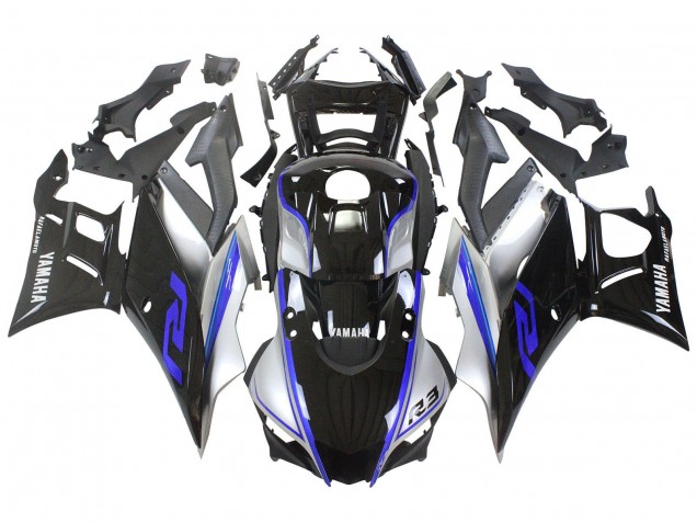 Purchase 2022-2024 Silver Blue Glossy Black Yamaha YZF R3/R25 Motorcycle Fairings UK