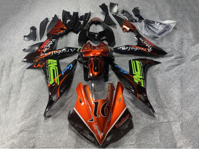 Purchase 2002-2003 Orange Black Neon Green with Flame 16 Yamaha YZF 1000 R1 Motorcycle Fairings UK