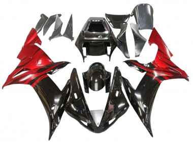 Purchase 2002-2003 Glossy Black Red Flame Yamaha YZF 1000 R1 Motorcycle Fairings UK