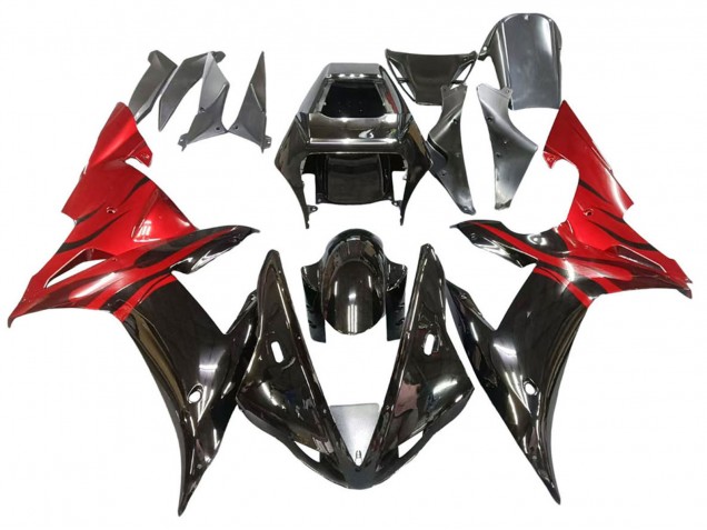 Purchase 2002-2003 Glossy Black Red Flame Yamaha YZF 1000 R1 Motorcycle Fairings UK