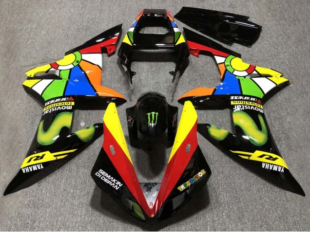 Purchase 2002-2003 Glossy Black Red Yellow Green Movistar Semakin Didepan Yamaha YZF 1000 R1 Motorcycle Fairings UK