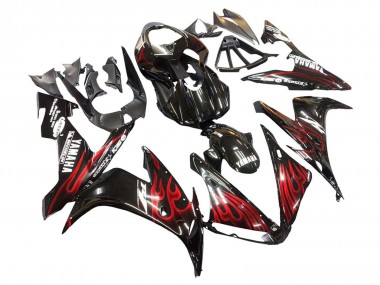 Purchase 2004-2006 Glossy Black Red Flame Yamaha YZF 1000 R1 Motorcycle Fairings UK