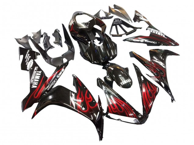 Purchase 2004-2006 Glossy Black Red Flame Yamaha YZF 1000 R1 Motorcycle Fairings UK