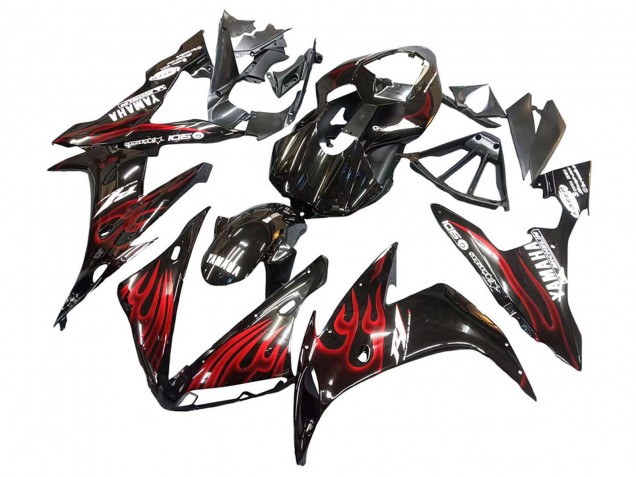 Purchase 2004-2006 Glossy Black Red Flame Yamaha YZF 1000 R1 Motorcycle Fairings UK