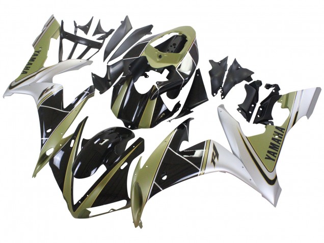 Purchase 2004-2006 Light Gold White Glossy Black Yamaha YZF 1000 R1 Motorcycle Fairings UK