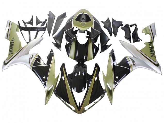 Purchase 2004-2006 Light Gold White Glossy Black Yamaha YZF 1000 R1 Motorcycle Fairings UK