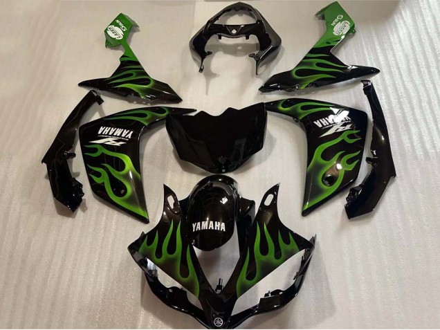 Purchase 2004-2006 Glossy Black Green Flame White Decal Yamaha YZF 1000 R1 Motorcycle Fairings UK