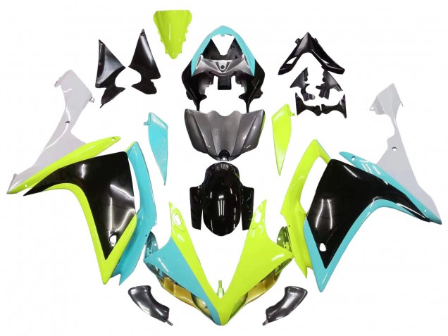 Purchase 2007-2008 Light Blue Lime Green Black Yamaha YZF 1000 R1 Motorcycle Fairings UK