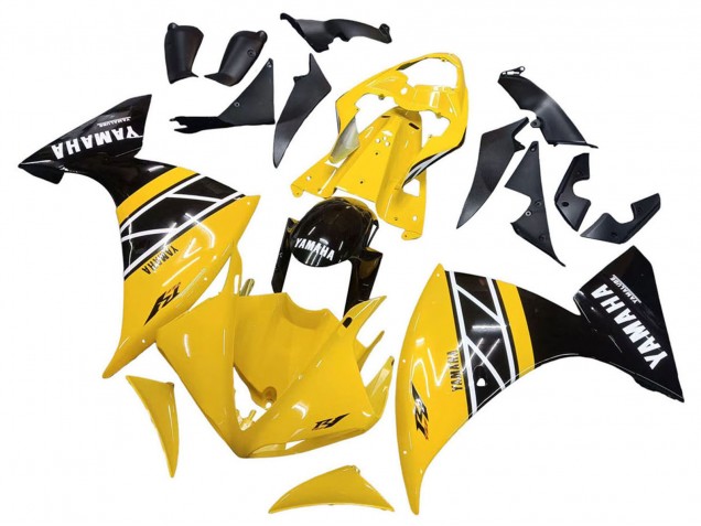 Purchase 2009-2011 Yellow White Black Stripe Yamaha YZF 1000 R1 Motorcycle Fairing Kits UK