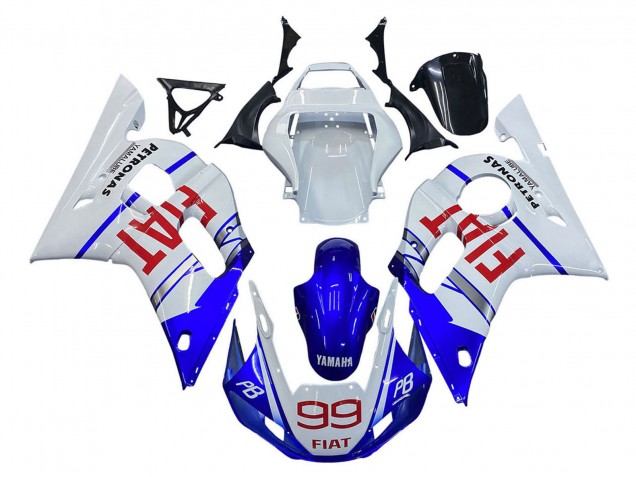 Purchase 1998-2002 White Blue Red Fiat 99 Yamaha YZF 600 R6 Motorcycle Fairings UK