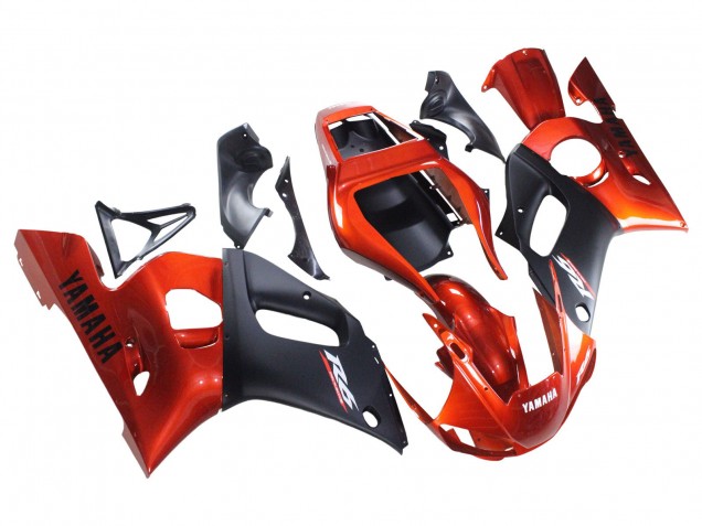 Purchase 1998-2002 Orange Matte Black Yamaha YZF 600 R6 Motorcycle Fairings UK