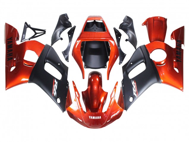 Purchase 1998-2002 Orange Matte Black Yamaha YZF 600 R6 Motorcycle Fairings UK