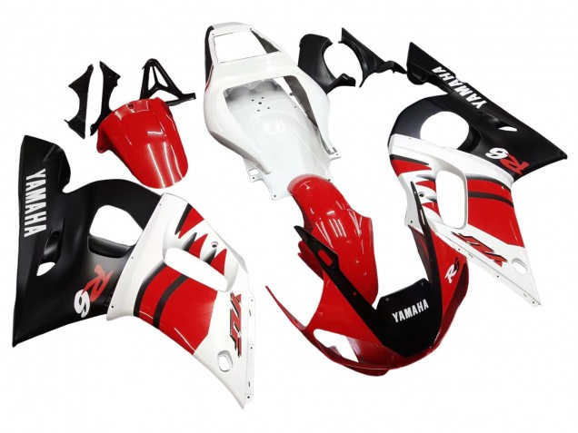 Purchase 1998-2002 White Red Glossy Black Yamaha YZF 600 R6 Motorcycle Fairings UK