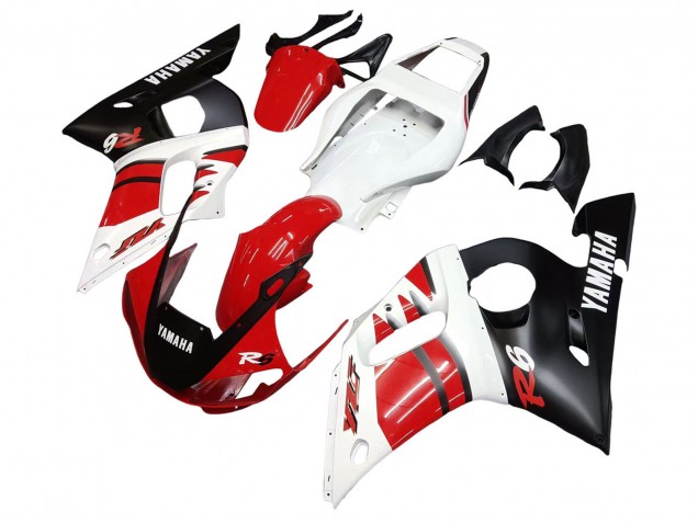 Purchase 1998-2002 White Red Glossy Black Yamaha YZF 600 R6 Motorcycle Fairings UK