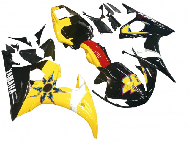 Purchase 2003-2004 Yellow Red Glossy Black 46 Yamaha YZF R6 Motorcycle Fairings UK