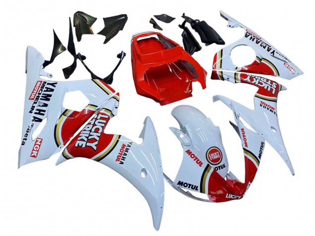 Purchase 2003-2004 White Red Lucky Strike Motul Yamaha YZF R6 Motorcycle Fairings UK