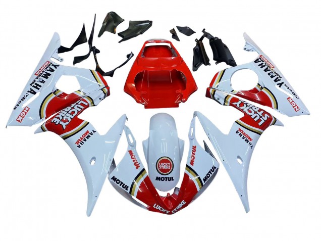 Purchase 2003-2004 White Red Lucky Strike Motul Yamaha YZF R6 Motorcycle Fairings UK
