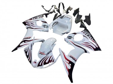 Purchase 2006-2009 White with Dark Black Flame Yamaha YZF R6S Motorcycle Fairings UK