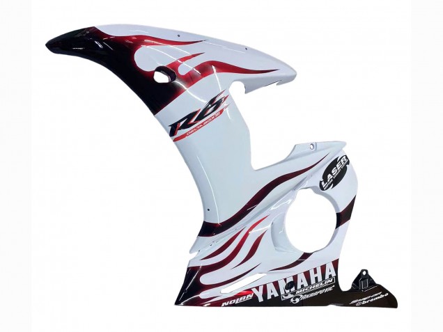 Purchase 2006-2009 White with Dark Black Flame Yamaha YZF R6S Motorcycle Fairings UK