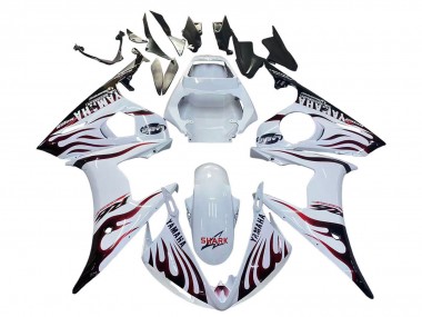 Purchase 2006-2009 White with Dark Black Flame Yamaha YZF R6S Motorcycle Fairings UK