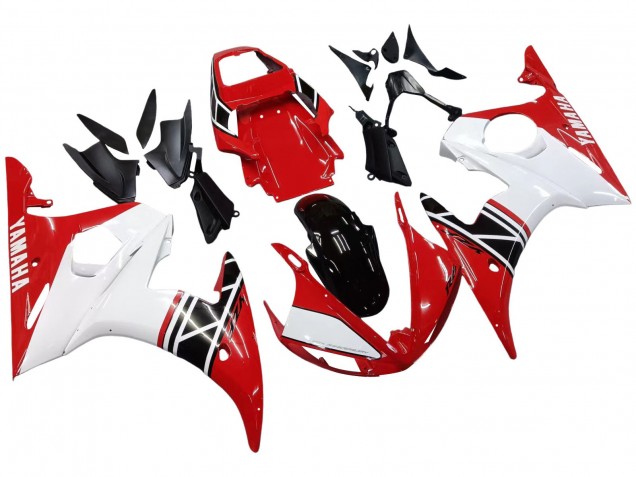 Purchase 2003-2004 White Red Glossy Black Yamaha YZF R6 Motorcycle Fairing UK