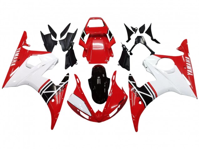 Purchase 2003-2004 White Red Glossy Black Yamaha YZF R6 Motorcycle Fairing UK