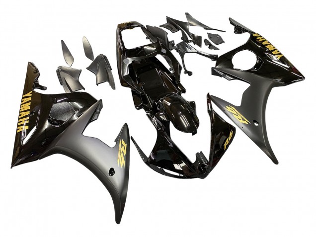 Purchase 2003-2004 Glossy Black Matte Black Gold Decals Yamaha YZF R6 Motorcycle Fairings UK