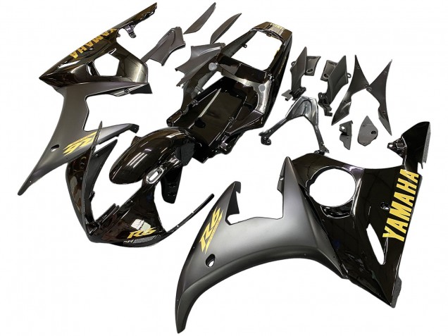 Purchase 2003-2004 Glossy Black Matte Black Gold Decals Yamaha YZF R6 Motorcycle Fairings UK
