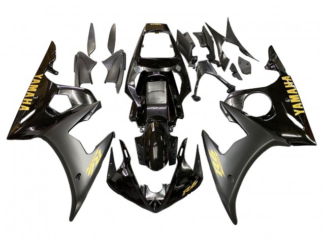 Purchase 2003-2004 Glossy Black Matte Black Gold Decals Yamaha YZF R6 Motorcycle Fairings UK