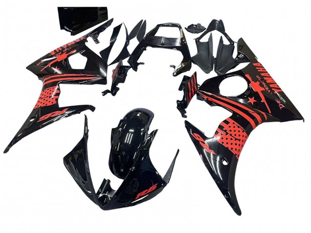 Purchase 2003-2004 Glossy Black Red Yamaha YZF R6 Motorcycle Fairing UK