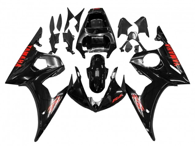 Purchase 2003-2004 Glossy Black Red Yamaha YZF R6 Motorcycle Fairings UK