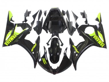 Purchase 2003-2004 Glossy Black Neon Yellow Yamaha YZF R6 Motorcycle Fairings UK