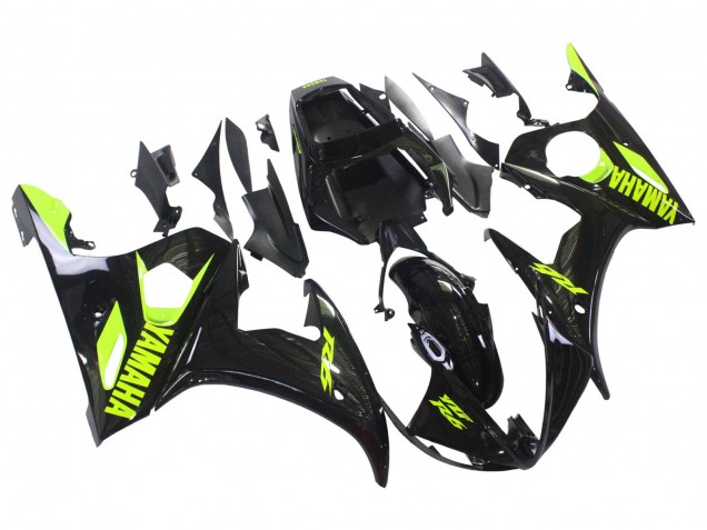 Purchase 2006-2009 Glossy Black Neon Yellow Yamaha YZF R6S Motorcycle Fairings UK