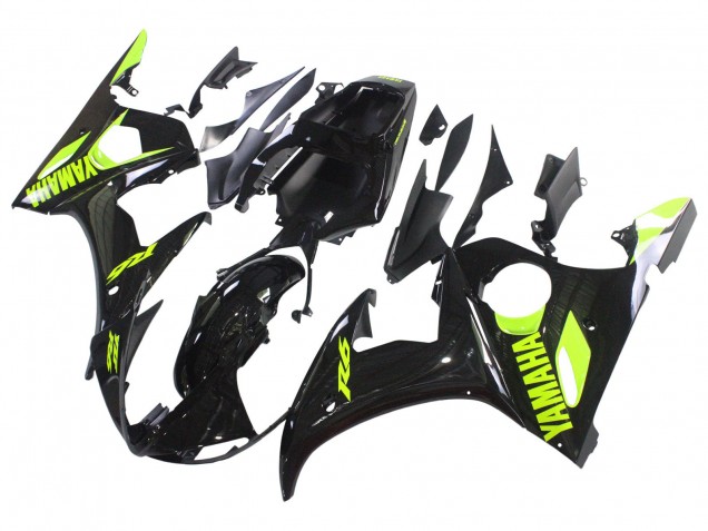 Purchase 2006-2009 Glossy Black Neon Yellow Yamaha YZF R6S Motorcycle Fairings UK