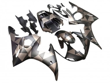Purchase 2003-2004 Grey Matte Black Geometric Yamaha YZF R6 Motorcycle Fairings UK